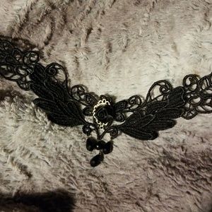 Lace and beaded choker